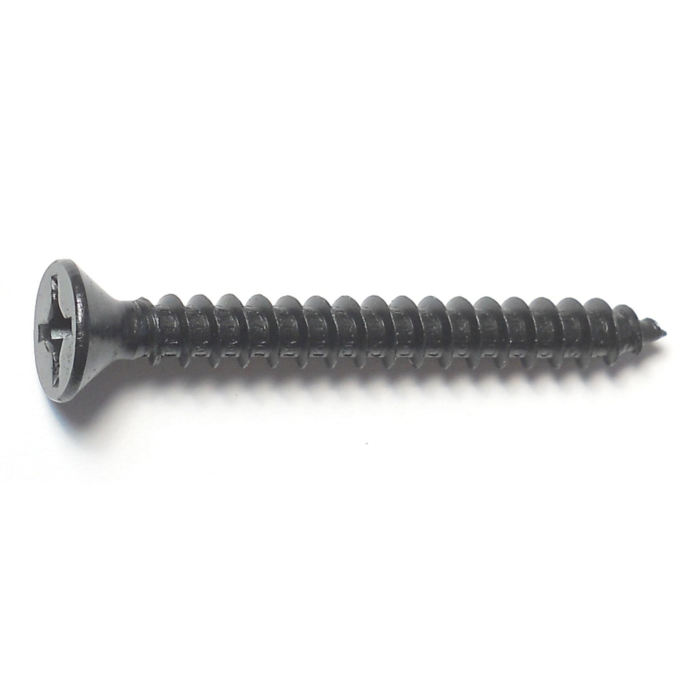 #12 x 2" Phillips Flat Head, Sheet Metal Screw, Zinc, Black 