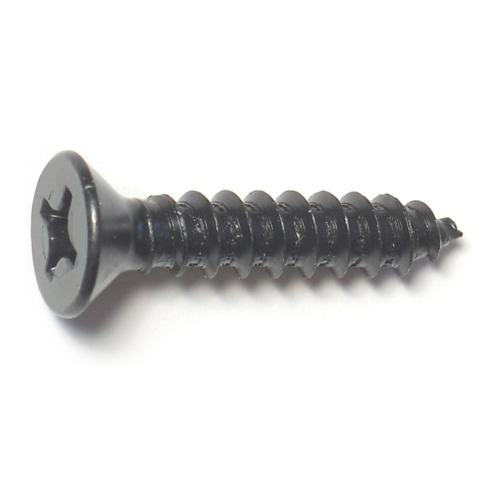 #14 x 1-1/4" Phillips Flat Head, Sheet Metal Screw, Zinc, Black 