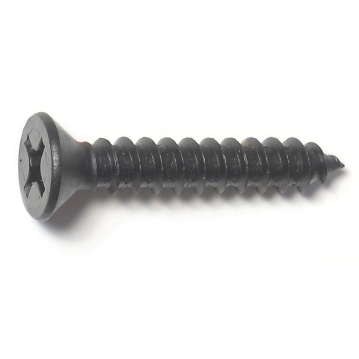 #14 x 1-1/2" Phillips Flat Head, Sheet Metal Screw, Zinc, Black 