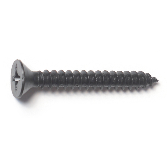 #14 x 2" Phillips Flat Head, Sheet Metal Screw, Zinc, Black 