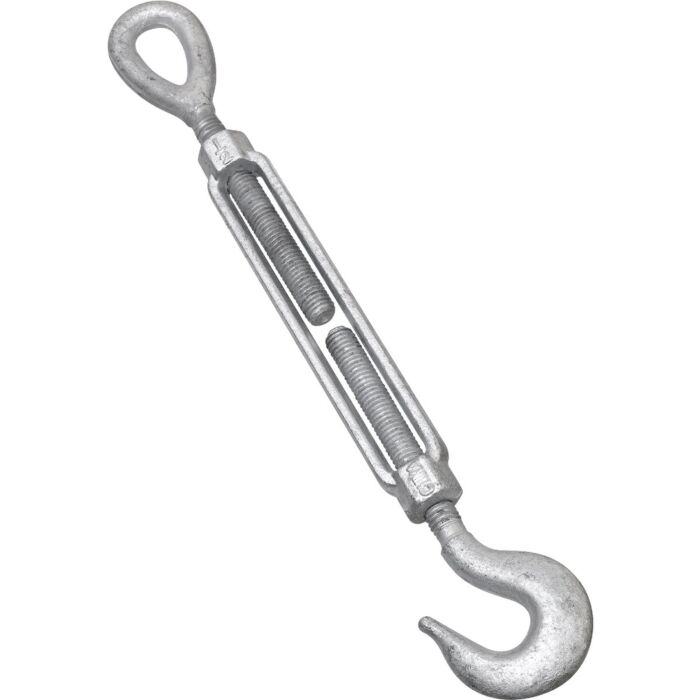 1/2" x 6" Hook To Eye Turnbuckle, Galvanized