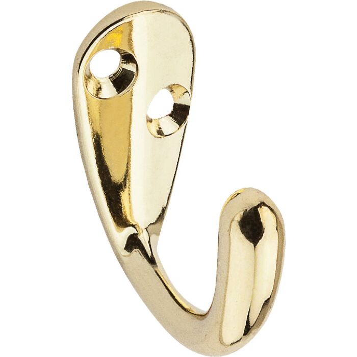 National Hardware Brass Single Cloth Wardrobe Hook, 2 per Card