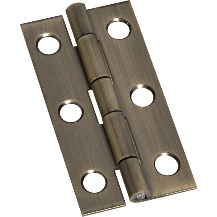 National Hardware 1 In. x 2 In. Antique Brass Narrow Decorative Hinge (2-Pack)