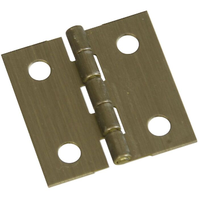 National Hardware National 1 In. x 1 In. Antique Brass Hinge (2-Pack)