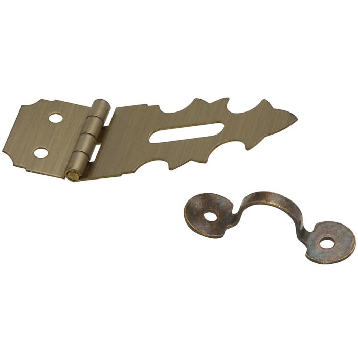 National 5/8 In. x 1-7/8 In. Antique Brass 2-Hole Decorative Hasp