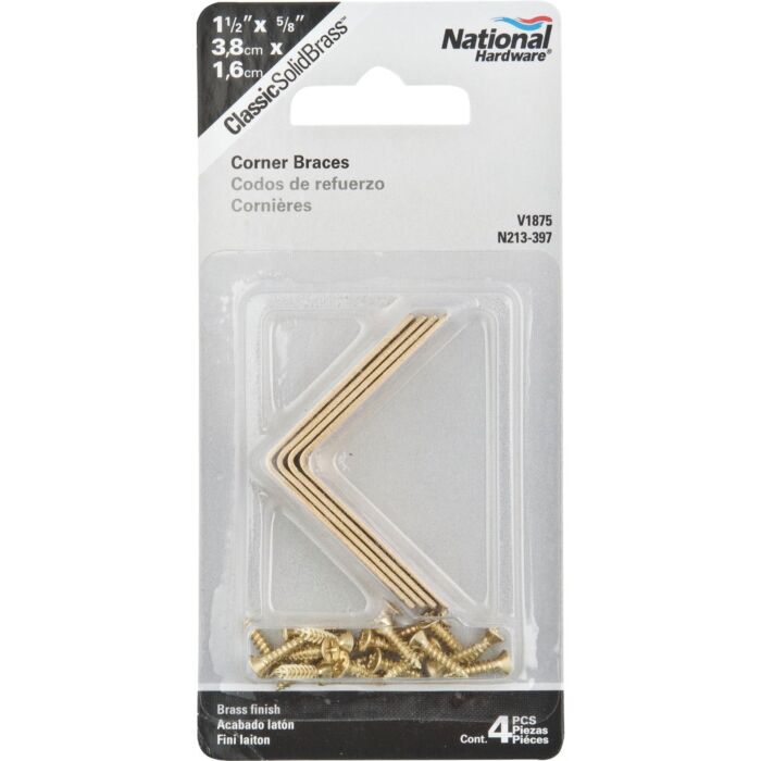National Hardware 1-1/2 In. x 5/8 In. Solid Brass Corner Brace