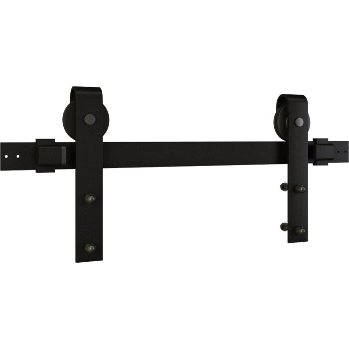 National Hardware 72 In. Matte Black Designer Interior Barn Door Kit with Soft Close