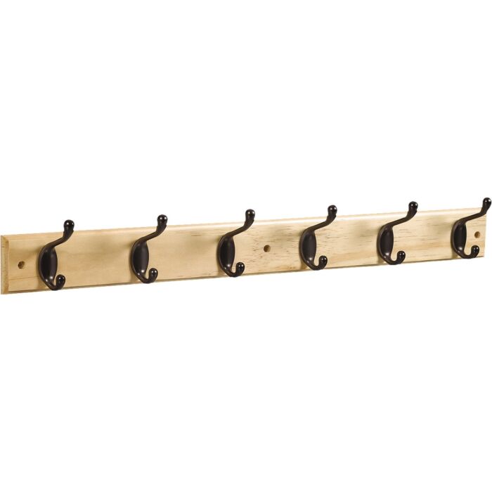 National Hardware 27 In. 6-Hook Oil Rubbed Bronze/Natural Hook Rail