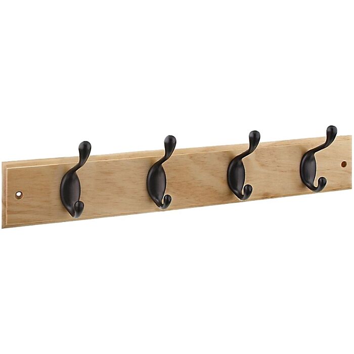 National Hardware Hook Rail, 4-Hook, Wood, Oil-Rubbed Bronze