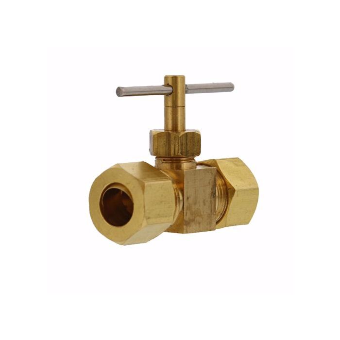 Jones Stephens 3/8 x 3/8 in Compression Brass Straight Needle Valve