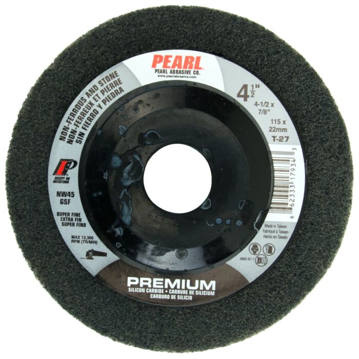 Pearl Abrasives Premium Surface Prep Wheel 4-1/2 x 7/8 SC Grey, Super Fine Grit NW45GSF