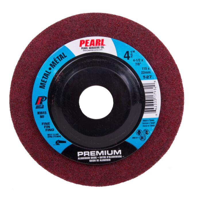 Pearl Abrasives 4-1/2" x 7/8" Aluminum Oxide Maroon Surface Prep Wheel, Fine Grit
