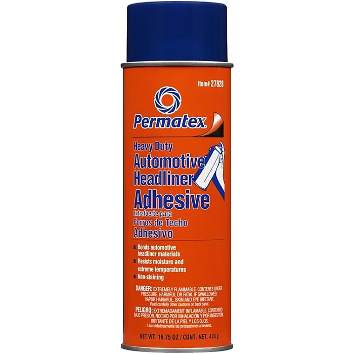 Permatex 27828 Headliner and Carpet Adhesive, Liquid, Solvent, Amber, 20 oz Aerosol Can