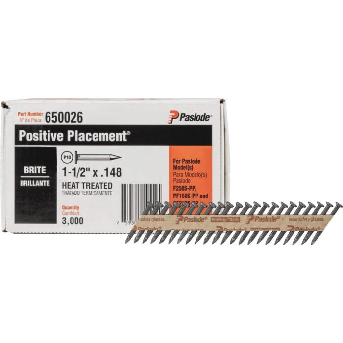Paslode 1-1/2 In. x .148 In. 30 Degree Brite Heat Treated Smooth Shank Positive Placement Metal Connector Nails (3000 Ct.)