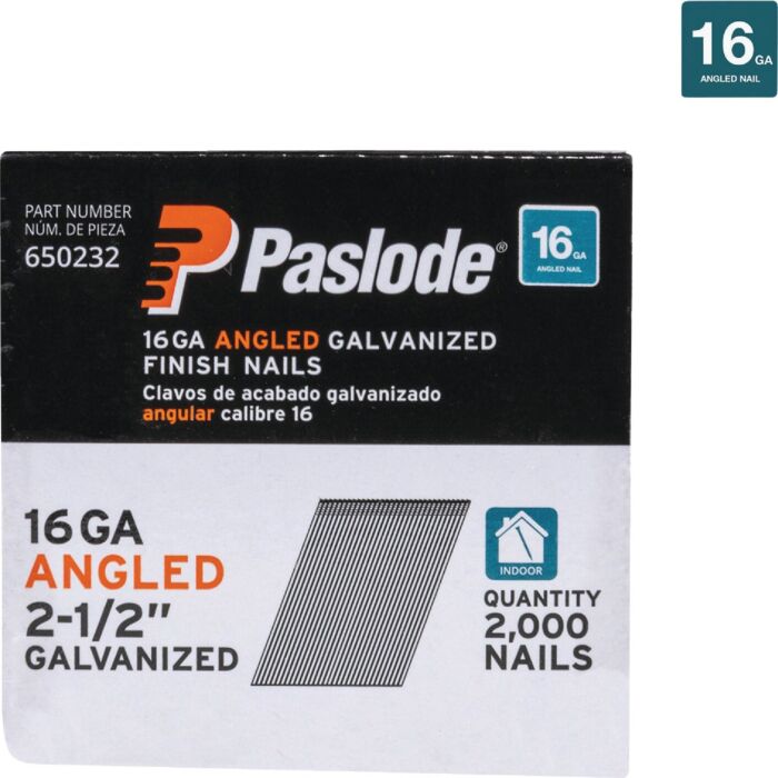 Paslode 2-1/2 In. 16-Gauge 20 Degree Galvanized Angled Finish Nails (2000 Ct.)