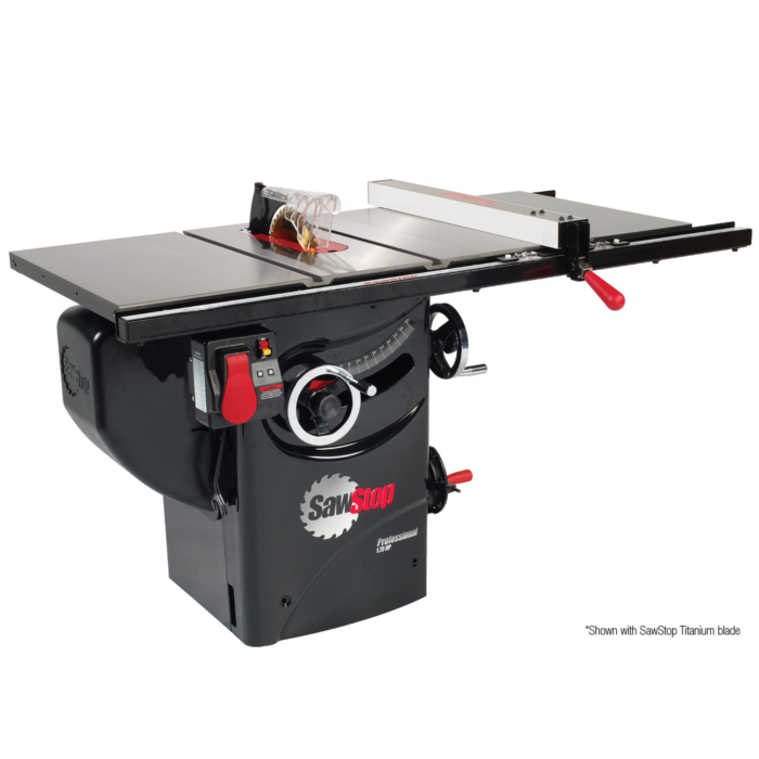 SawStop ASSEMBLY: 1.75HP Professional Cabinet Saw with 30” Premium fence system, rails & extension table