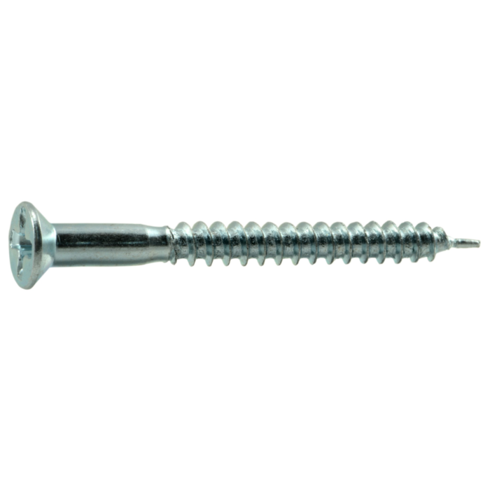 #8 x 1-3/4" Phillips Flat Head, Wood Screw, Zinc 