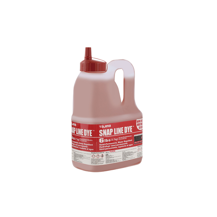 TAJIMA TOOL Snap Line Dye, permanent marking chalk, dark red, easy-fill nozzle, 2.7 kgs. / 6 lbs.