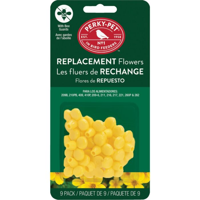 Perky-Pet Plastic Replacement Hummingbird Flower (Yellow - 9pk)