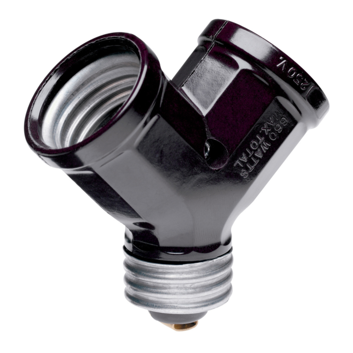 Pass & Seymour 15A/250V, 660W Medium Base Single Lampholder-to-Twin Lampholder