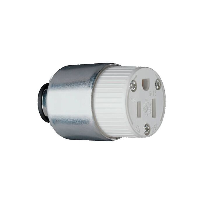 Pass & Seymour Legrand PS515CACC20 Armored Connector, 2 -Pole, 15 A, 125 V, NEMA: NEMA 5-15R, White