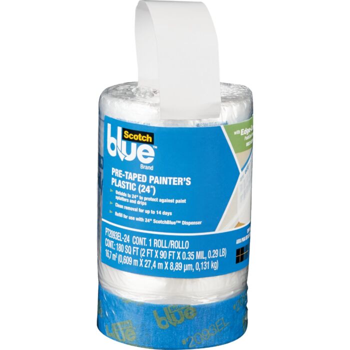 ScotchBlue Pre-Taped Painter's Plastic (Clear - 1 Roll) 24 in. x 30 yd