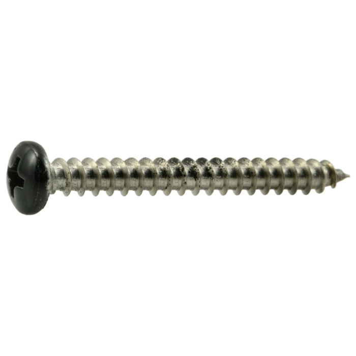 #8 x 1-1/2" Phillips Pan Head, Sheet Metal Screw, Stainless Steel, Black 