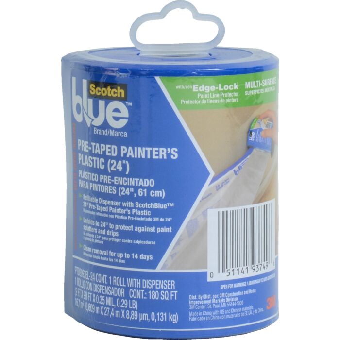 3M ScotchBlue Tape + Plastic with Dispenser (Clear) 2 ft x 90 ft