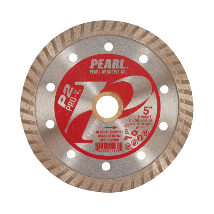 Pearl Abrasives P2™ Pro-V Turbo Blades - 5 x .080 x 7/8, 5/8 Pearl P2 Pro-V™ Gen. Purpose Flat Core Turbo Blade, 10mm Rim