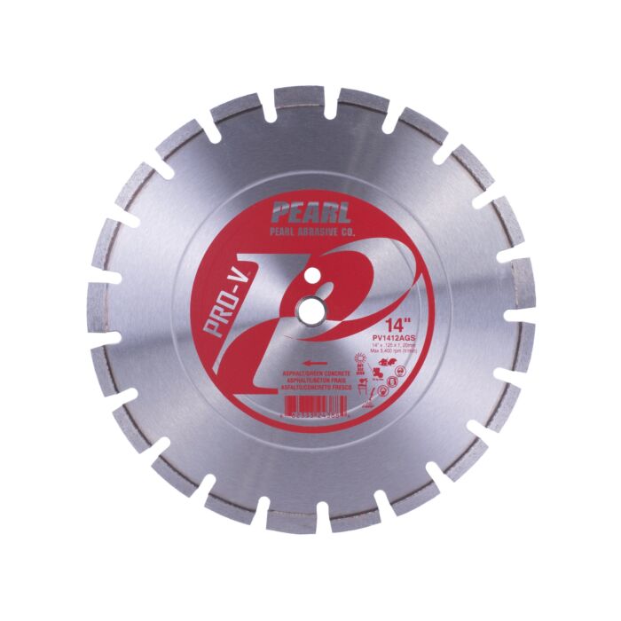Pearl Abrasive 14 x .125 x 1, 20mm Pearl P2 Pro-V™ Asphalt & Green Concrete Segmented Blade, 10mm Rim