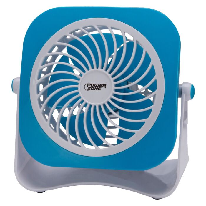 PowerZone 2-Speed Tabletop Fan (White/Blue) 4 in.