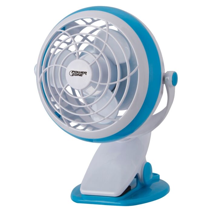 PowerZone Desk and Clip-On Fan (White/Blue) 4 in.