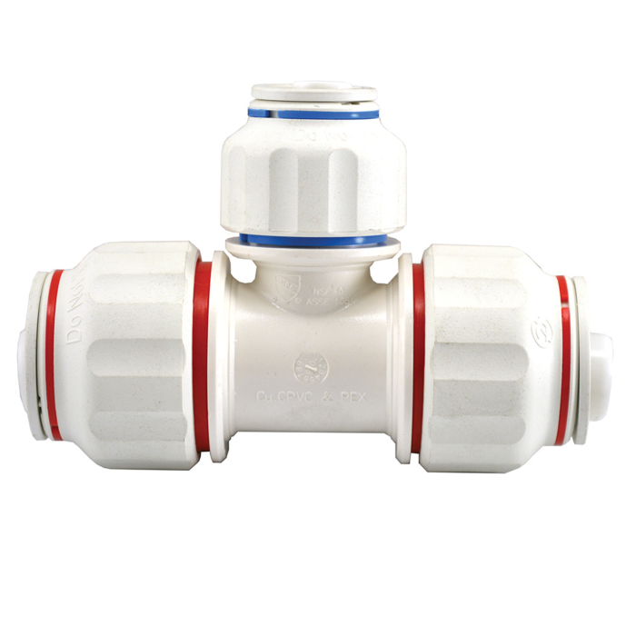 Jones Stephens 3/4" x 3/4" x 1/2" Twist to Lock Plastic Tee Union