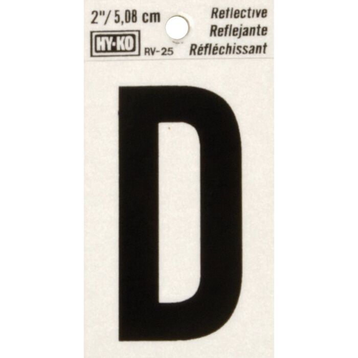 HY-KO Hy-Ko Vinyl 2 In. Reflective Adhesive Letter, D
