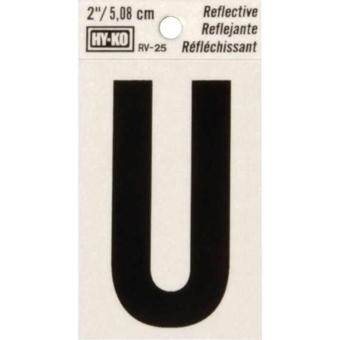 HY-KO Hy-Ko Vinyl 2 In. Reflective Adhesive Letter, U