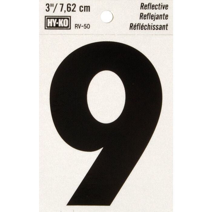 HY-KO Hy-Ko Vinyl 3 In. Reflective Adhesive Number Nine
