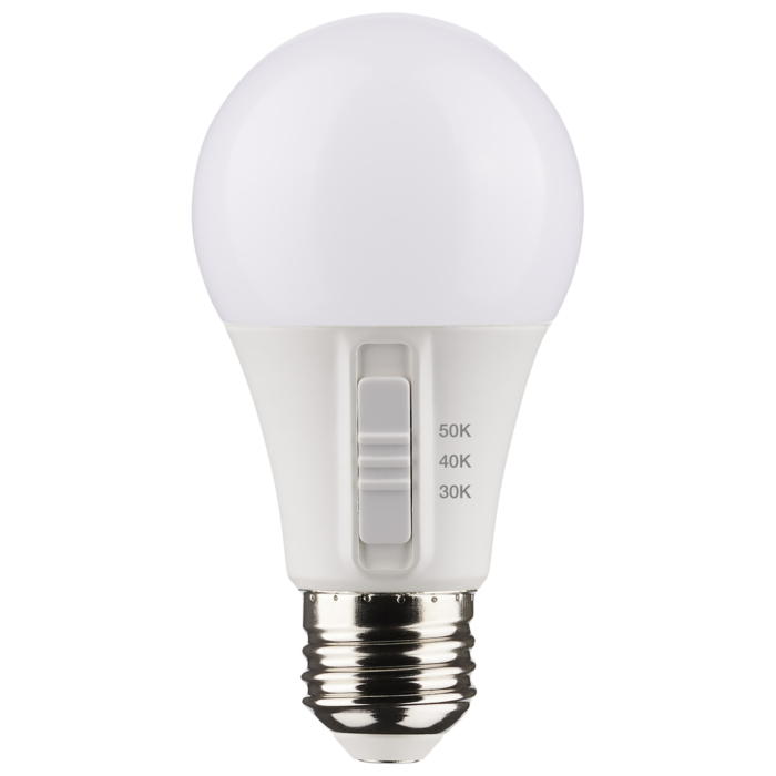 Satco 9 Watt A19 LED - Medium Base - CCT Selectable - Frost Finish - 90 CRI - 120 Volt - 4 Pack