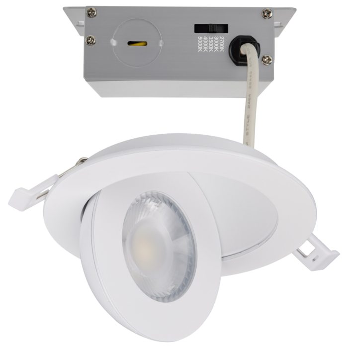 Satco 9 Watt - CCT Selectable - LED Direct Wire Downlight - Gimbaled - 4 Inch Round - Remote Driver - White