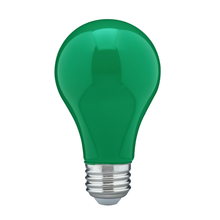 Satco 8 Watt A19 LED - Ceramic Green - Medium base - 360 deg. Beam Angle - 120 Volt