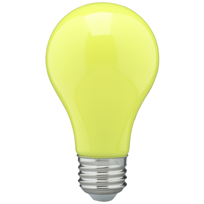 Satco 8 Watt A19 LED - Ceramic Yellow - Medium base - 360 deg. Beam Angle - 120 Volt