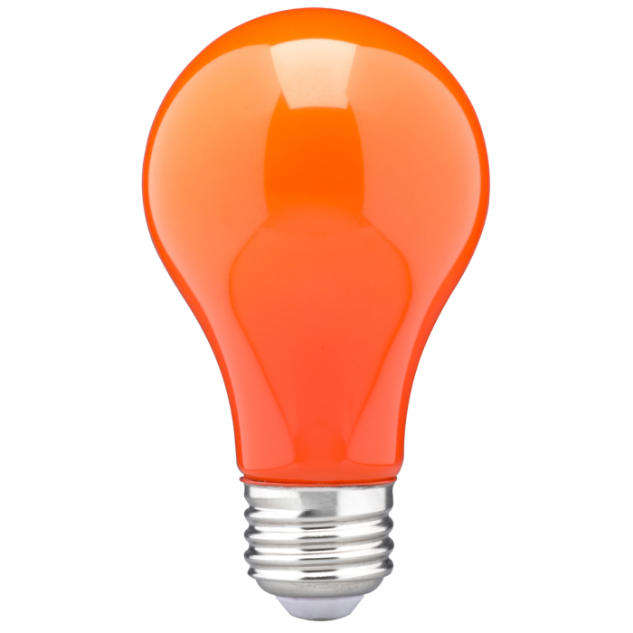 Satco 8 Watt A19 LED - Ceramic Orange - Medium base - 360 deg. Beam Angle - 120 Volt