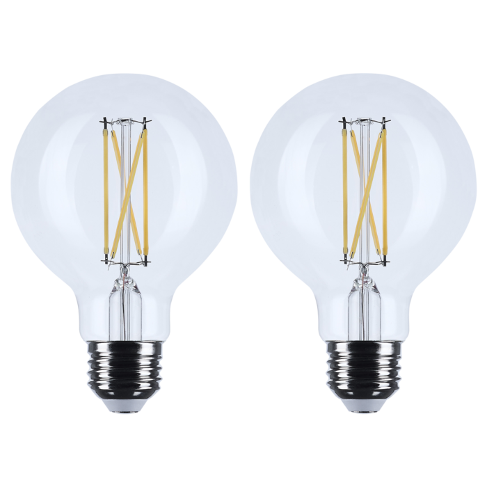 Satco 6 Watt G25 LED Filament - Clear - Medium base - 90 CRI - 2700K - 120 Volt - 2 Pack
