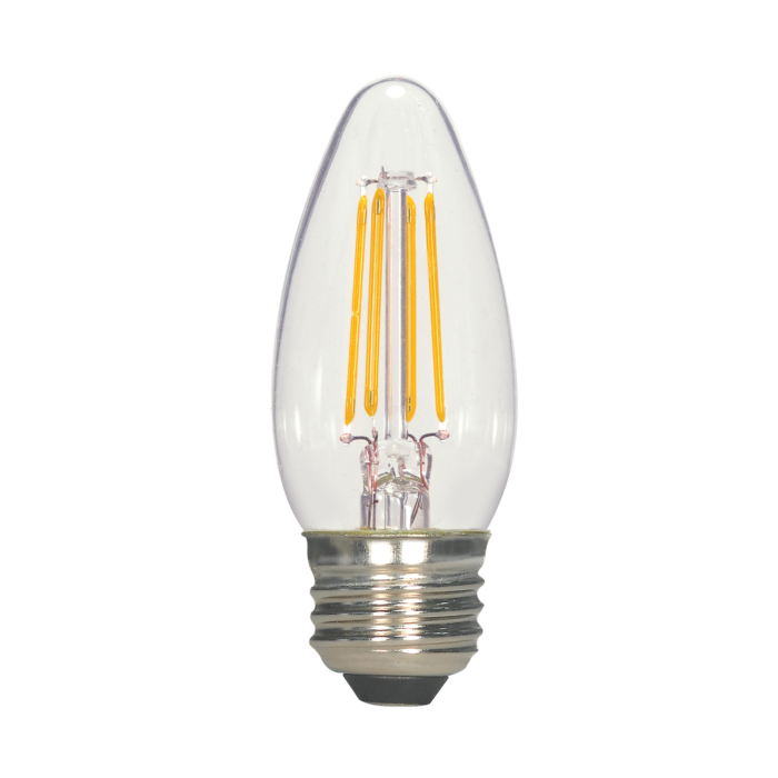 Satco 4.5 Watt B11 LED - Clear - Medium base - 2700K - 350 Lumens - 120 Volt - 2-Card