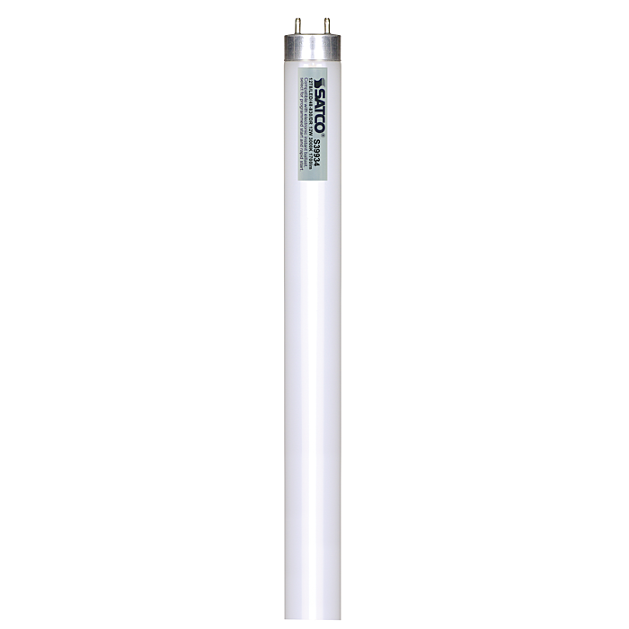 Satco 12 Watt T8 LED - Medium bi-pin base - 3000K - 50000 Average rated hours - 1700 Lumens - Type A - Ballast dependent