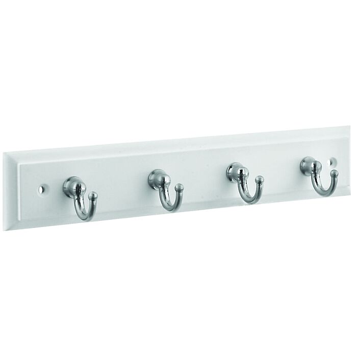 National Hardware Keytidy Key Rack, 4-Key Hook, Wood, White, Satin Nickel, 8-3/4 in L, 4 in W