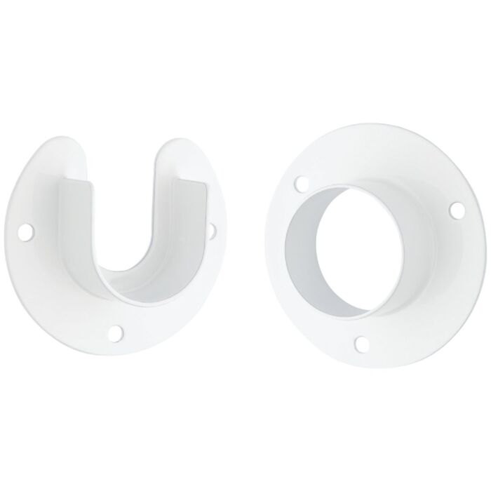 National Hardware Stanley Home Designs 1-5/16 In. Zinc Closet Rod Socket, White (2-Pack)