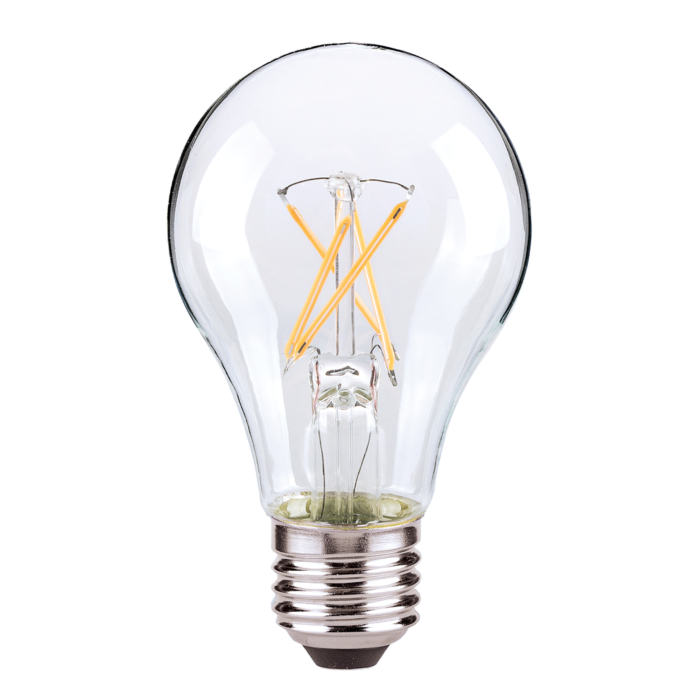 Satco 8 Watt A19 LED Filament - Clear - Medium base - 2700K - 800 Lumens - 120 Volt - Carded