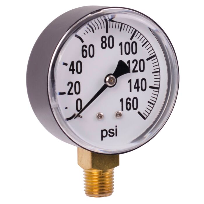 Valley Industries 2-1/2 in 0 - 160 psi 1/4 in MNPT Single Scale Pressure Gauge