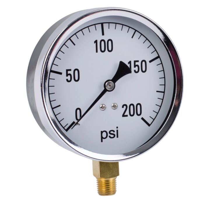 Valley Industries 4 in 0 - 200 psi 1/4 in MNPT Single Scale Pressure Gauge