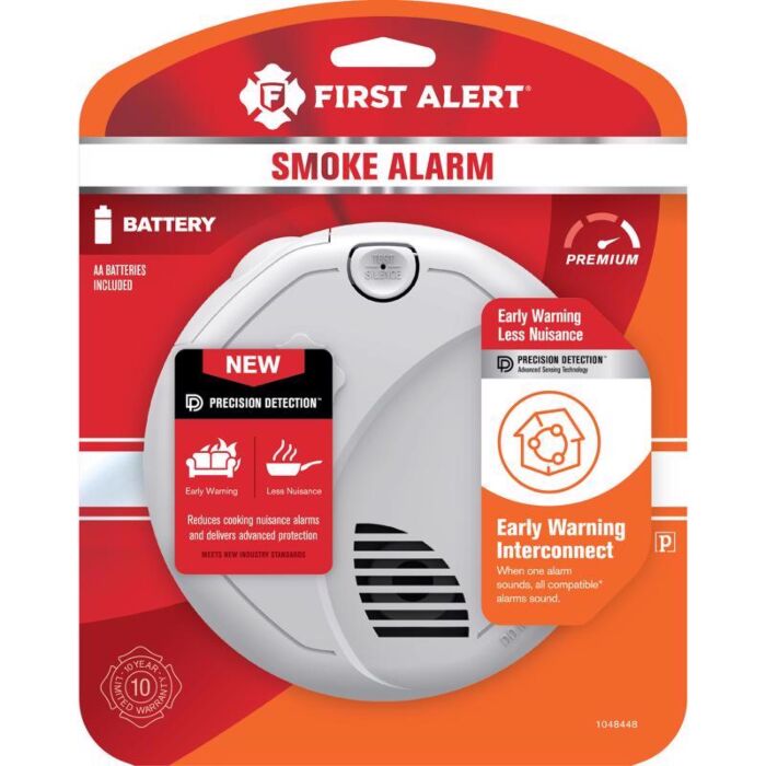 Wireless Interconnect Battery-Powered Photoelectric Smoke Detector 1 pk